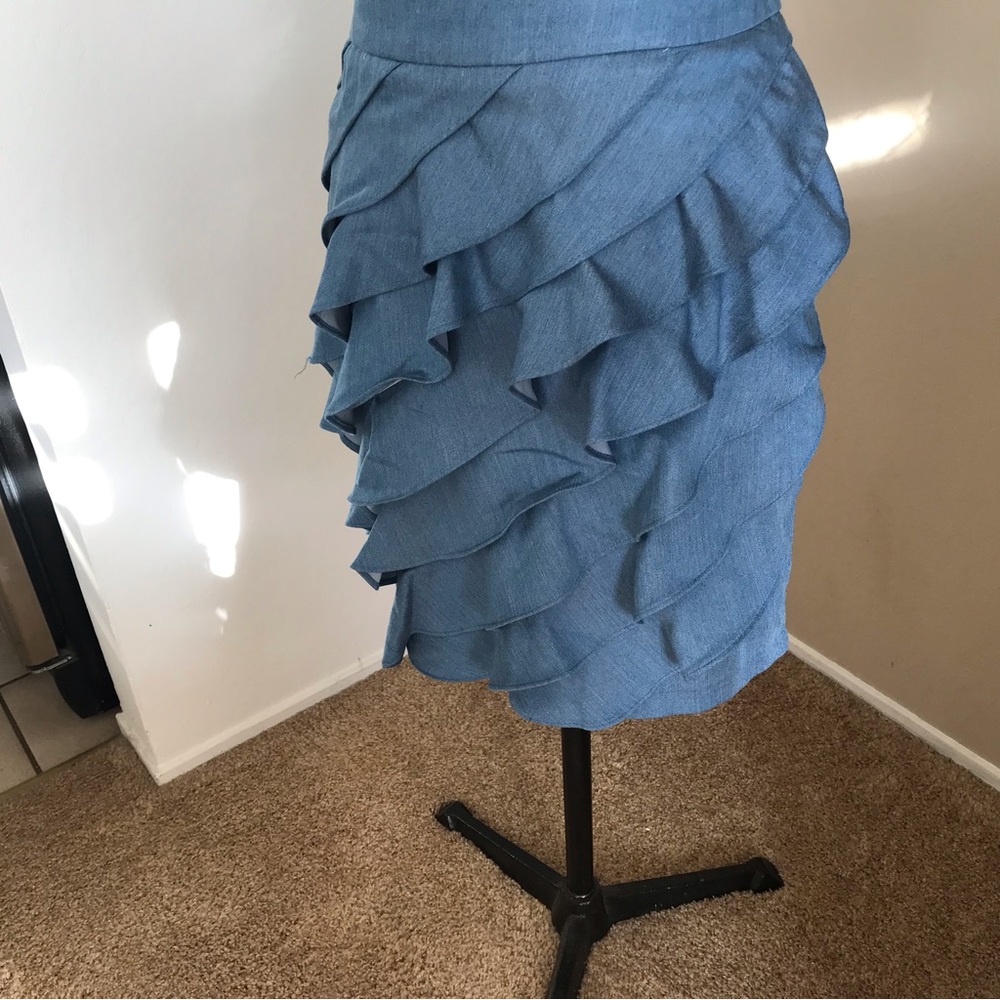 New York & Company Denim Skirt w/Ruffles Size 8 NEW with Tags